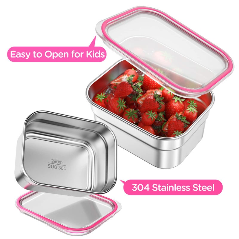 DaCool Stainless Steel Lunch Box Bento for Kids Adults Leakproof BPA-Free Metal Lunch Containers Tray 5-Compartment with Fork for Girls Food Snack Containers for School Outdoors, Pink - Image 5