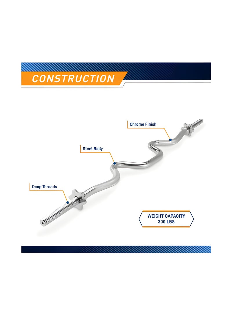 أتش برو إتش إم سبورتس 1.2 متر بار سوبر كيرل | عزز تدريبات القوة الخاصة بك - Image 2