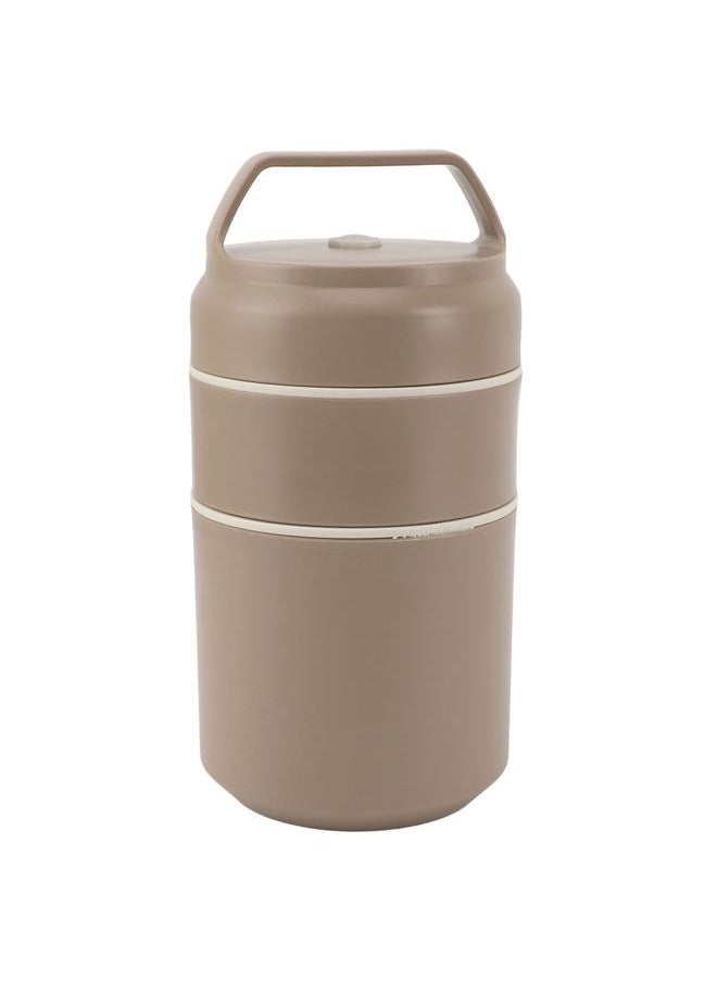 Thoraya - Stainless Steel Insulated Food Jar Double Layer 620ml Capacity Leak Proof Lid Insulated Food Container Wide Mouth Khaki - Image 1