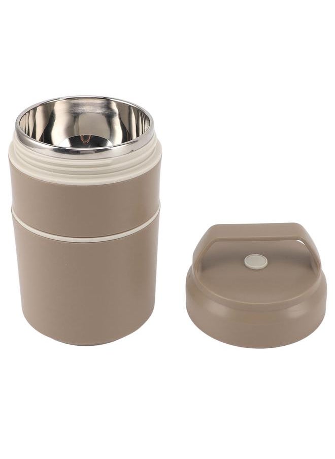 Thoraya - Stainless Steel Insulated Food Jar Double Layer 620ml Capacity Leak Proof Lid Insulated Food Container Wide Mouth Khaki - Image 1