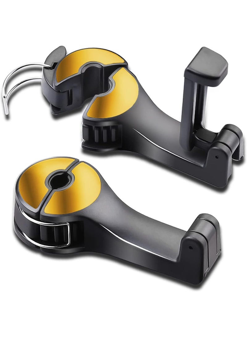 Car Headrest Hidden Hook with Phone Holder, Car Seat Hooks for Purses and Bags, Universal 360° Rotation Headrest Hooks Purse Holder for Car, Car Purse Hook Holder (Gold) - Image 1