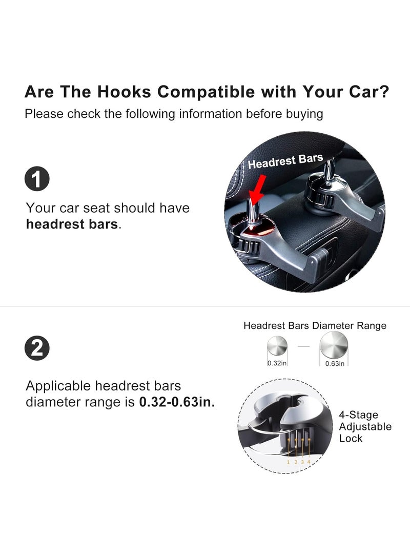 Car Headrest Hidden Hook with Phone Holder, Car Seat Hooks for Purses and Bags, Universal 360° Rotation Headrest Hooks Purse Holder for Car, Car Purse Hook Holder (Gold) - Image 2