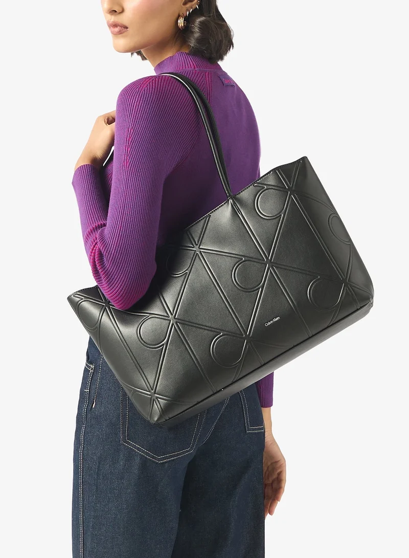 CALVIN KLEIN Embossed Allover Monogram Logo Tote Bag