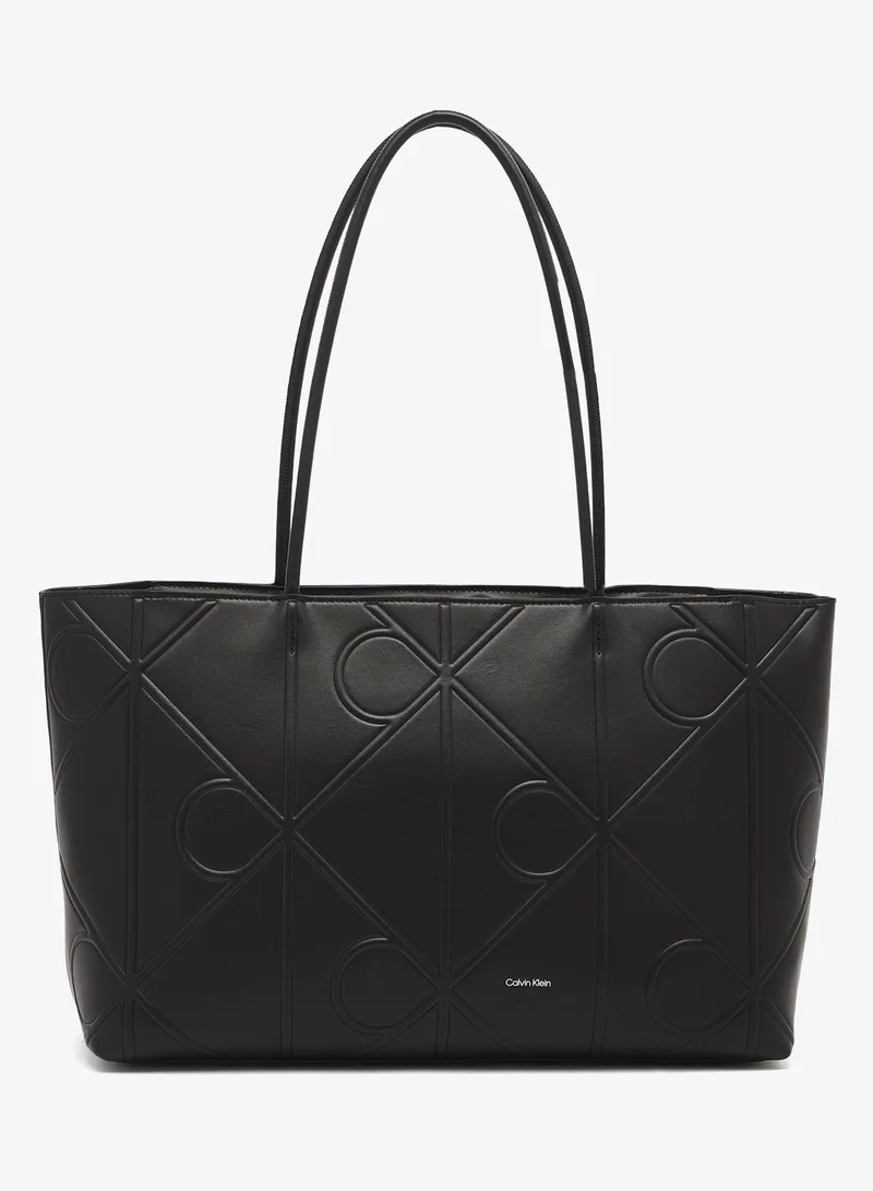CALVIN KLEIN Embossed Allover Monogram Logo Tote Bag