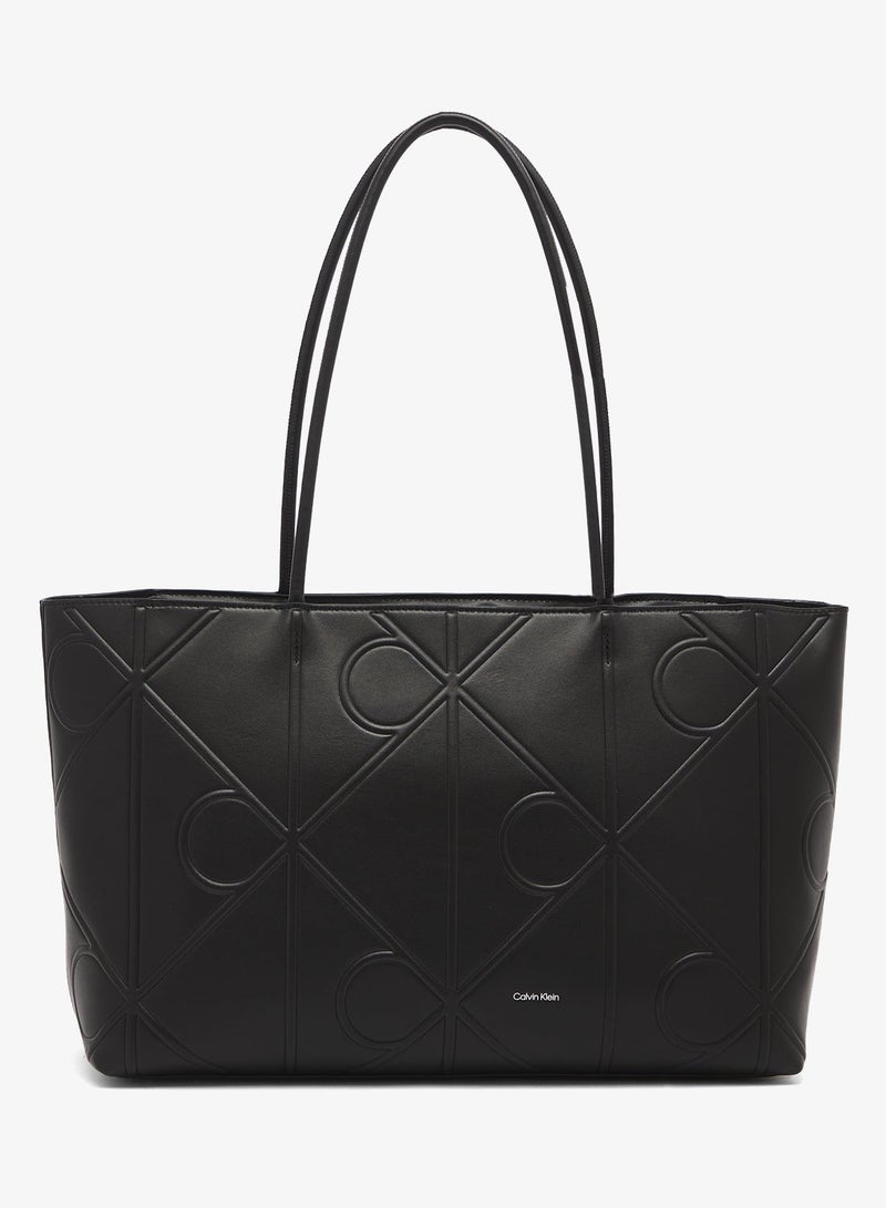 CALVIN KLEIN Embossed Allover Monogram Logo Tote Bag - Image 1
