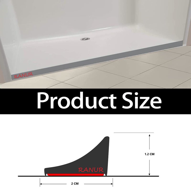 RANUR RANUR Silicone Water Stopper with Glue Collapsible Threshold Water Dam Barrier Strip for Shower, Self Adhesive Kitchen Sink, Water Retaining Stopper, Dry and Wet Separation Strip (Grey, 1 Meter)  - Image 2