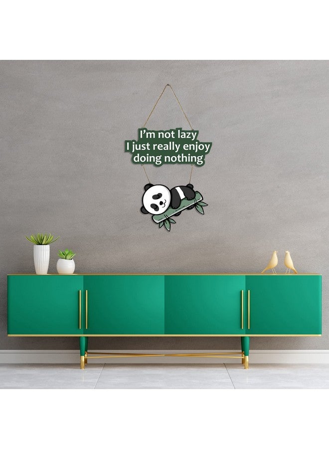 Artvibes Lazy Panda Printed Wooden Wall Hanging with Quotes for Home Decor | Office | Gifts | Living Room | Bedroom | Wooden Decorative Items | Modern Painting | Artworks Decoration (WH_5701N) - Image 2