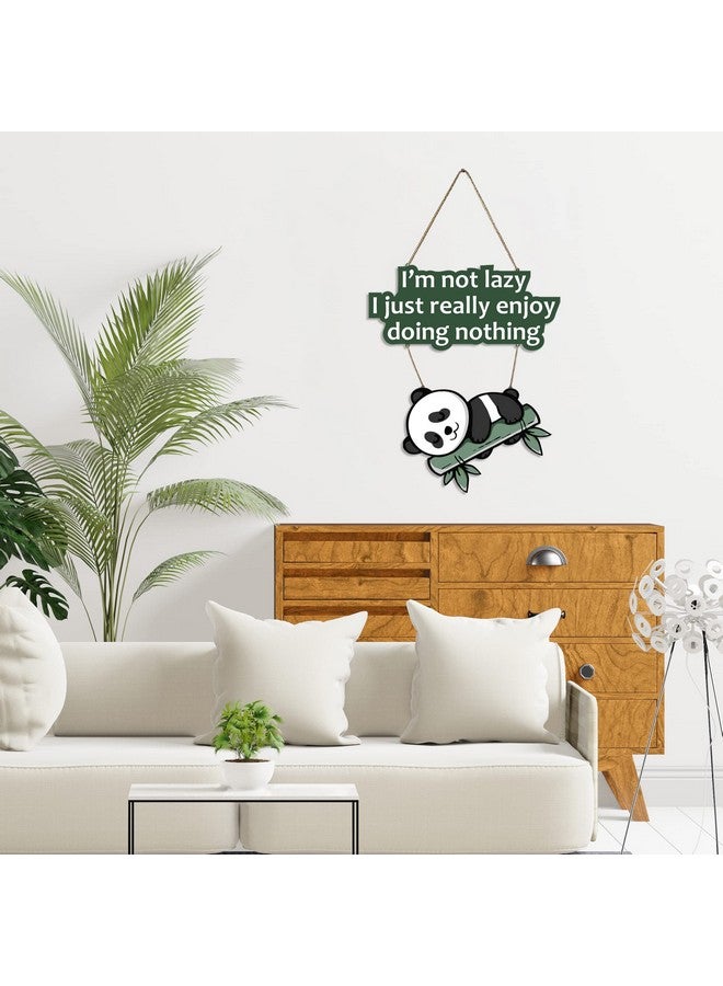 Artvibes Lazy Panda Printed Wooden Wall Hanging with Quotes for Home Decor | Office | Gifts | Living Room | Bedroom | Wooden Decorative Items | Modern Painting | Artworks Decoration (WH_5701N) - Image 4