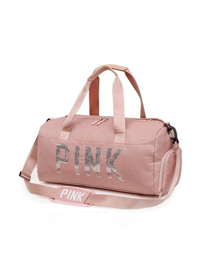 Sweet Ladylike Fashion Sports Plain Duffel Bag Pink，Gym Tote Hospital Bag for Labor Deliveries Hospital Body Bag Shoes Pink Comfortable Carrying Straps