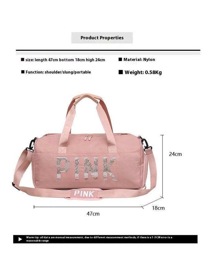 Sweet Ladylike Fashion Sports Plain Duffel Bag Pink，Gym Tote Hospital Bag for Labor Deliveries Hospital Body Bag Shoes Pink Comfortable Carrying Straps