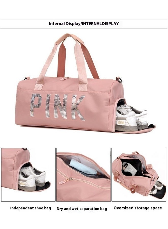 Sweet Ladylike Fashion Sports Plain Duffel Bag Pink，Gym Tote Hospital Bag for Labor Deliveries Hospital Body Bag Shoes Pink Comfortable Carrying Straps