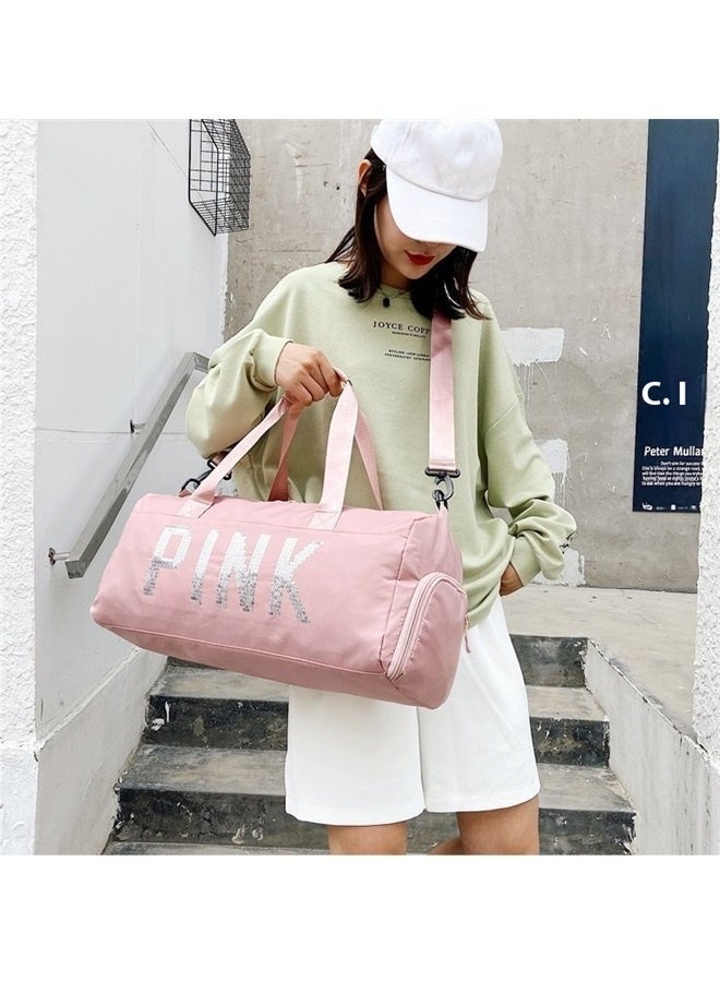 Sweet Ladylike Fashion Sports Plain Duffel Bag Pink，Gym Tote Hospital Bag for Labor Deliveries Hospital Body Bag Shoes Pink Comfortable Carrying Straps