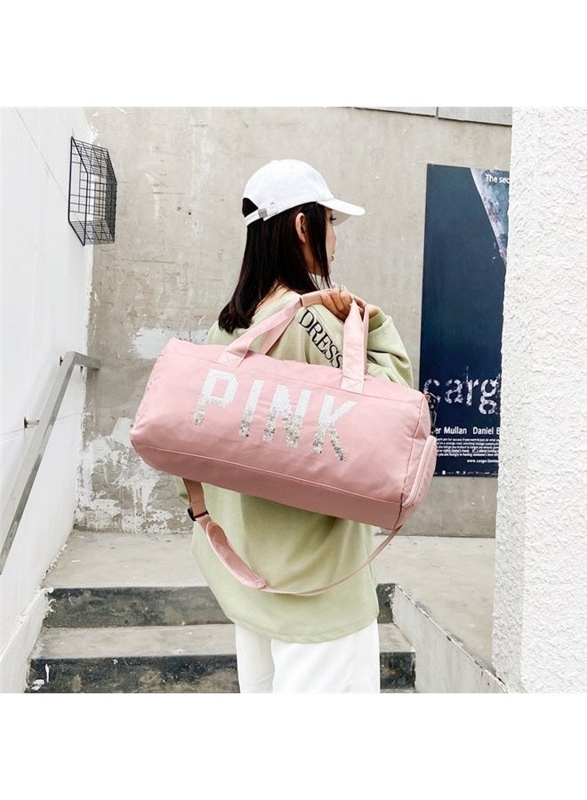 Sweet Ladylike Fashion Sports Plain Duffel Bag Pink，Gym Tote Hospital Bag for Labor Deliveries Hospital Body Bag Shoes Pink Comfortable Carrying Straps