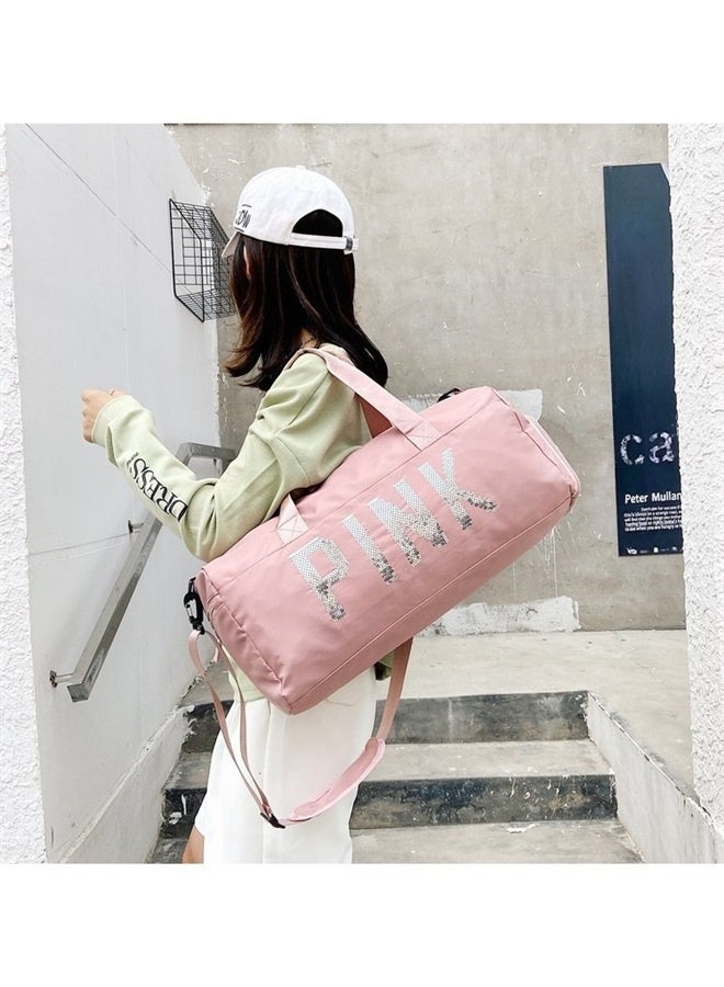 Sweet Ladylike Fashion Sports Plain Duffel Bag Pink，Gym Tote Hospital Bag for Labor Deliveries Hospital Body Bag Shoes Pink Comfortable Carrying Straps