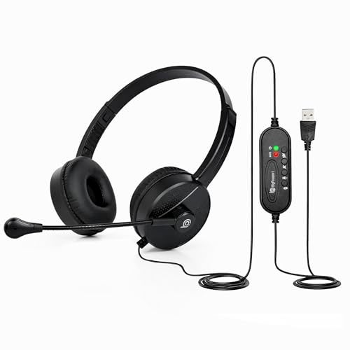 BigPassport USB Headphone with Noise Cancellation Mic | Light Weight Wired Headset for Online Meetings & Office Calls | USB Headphones for PC & Laptop | Model: Pro-Tech 650 (Black) - Image 1