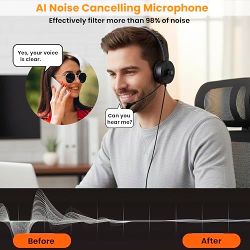 BigPassport USB Headphone with Noise Cancellation Mic | Light Weight Wired Headset for Online Meetings & Office Calls | USB Headphones for PC & Laptop | Model: Pro-Tech 650 (Black) - Image 3