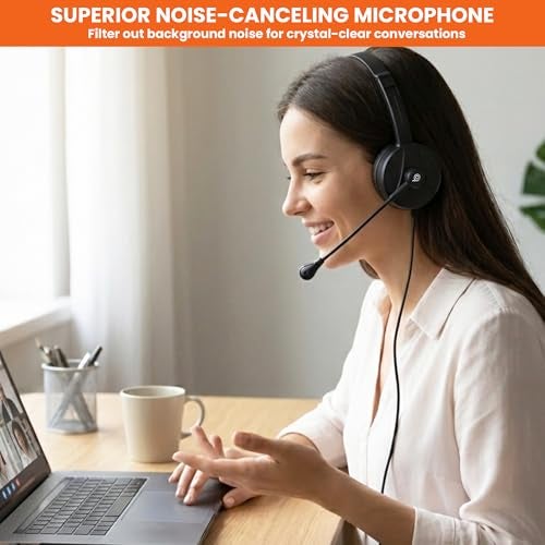 BigPassport USB Headphone with Noise Cancellation Mic | Light Weight Wired Headset for Online Meetings & Office Calls | USB Headphones for PC & Laptop | Model: Pro-Tech 650 (Black) - Image 2