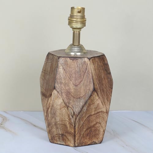 tu casa Mangowood Diamondcut Table Lamp for Home Decoration, Bedroom, Living Room, Lounge, Office, Festival Gifting, Study Table (Beige with Jute Shade) H - 13" / No Blub - Image 5