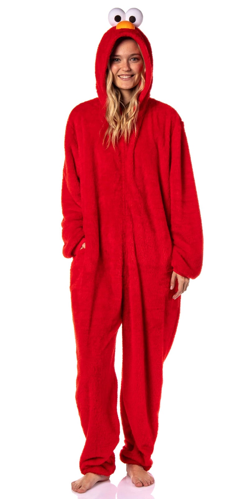 INTIMO Sesame Street Character Adult Union Suit Kigurumi Hooded 1 Piece Fleece Pajama For Men Women Elmo LargeXLarge Red - Image 2