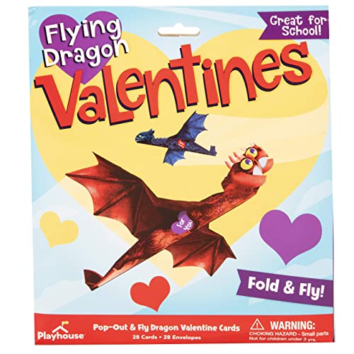 Playhouse Flying Dragons Valentines Day Card Set for Kids 28 Card Pack Envelopes Fold and Fly Paper Airplanes Great for School Classroom Exchange Parties Boys Girls Ages 4 - Image 5