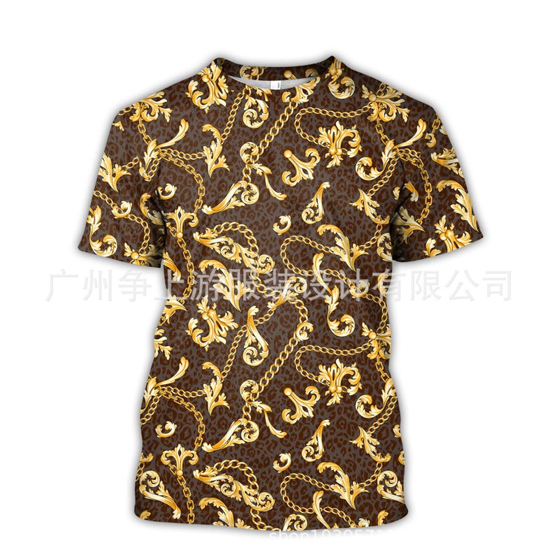 New Printed T-Shirt Retro American Casual Trendy Top Men'S Short-Sleeved Couple Style Slim Fit Round Neck - Image 1