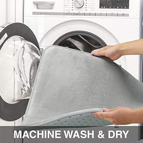 Genteele Memory Foam Bath Mat Non Slip Absorbent Super Cozy Velvet Bathroom Rug Carpet (20 inches X 32 inches, Silver) - Image 3