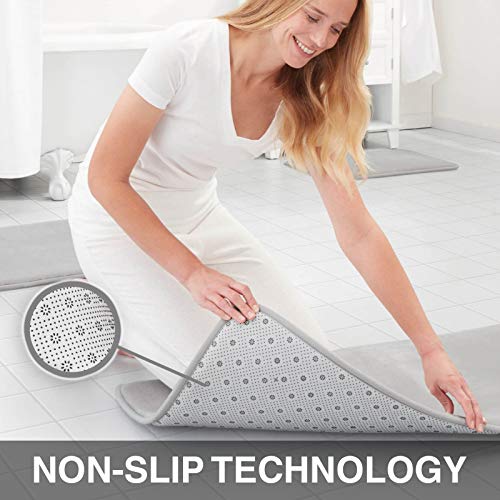 Genteele Memory Foam Bath Mat Non Slip Absorbent Super Cozy Velvet Bathroom Rug Carpet (20 inches X 32 inches, Silver) - Image 4
