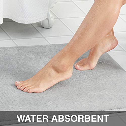Genteele Memory Foam Bath Mat Non Slip Absorbent Super Cozy Velvet Bathroom Rug Carpet (20 inches X 32 inches, Silver) - Image 2