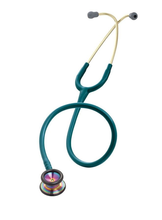 3M Littmann Classic Ii Pediatric Stethoscope, 2153, Stainless Steel Rainbow-Finish Chestpiece, 28" Caribbean Blue Tube, Brass Stem, And Headset - Image 1
