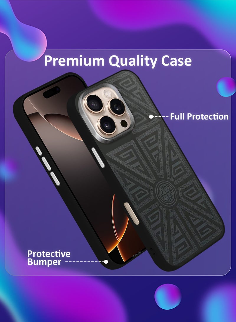 CATANES Hard Silicone Protective Case Cover for iPhone 16 Pro - Black Geometric Crest - Image 2