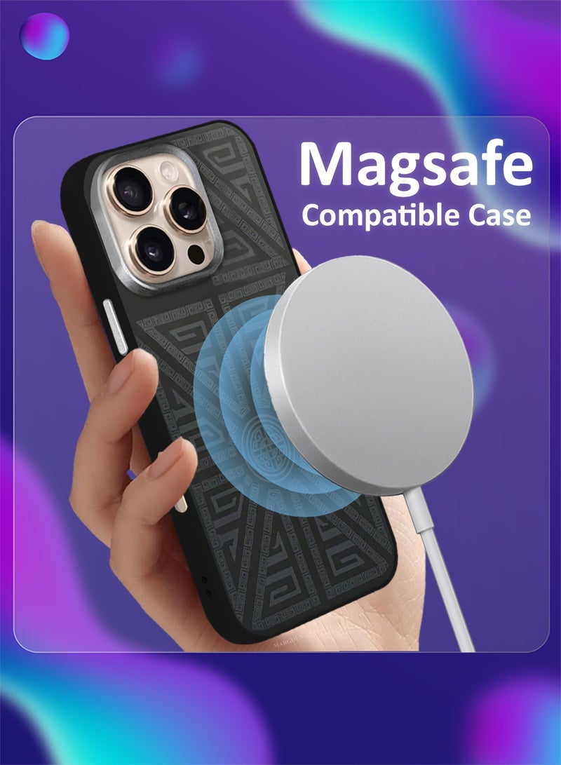 CATANES Hard Silicone Protective Case Cover for iPhone 16 Pro - Black Geometric Crest - Image 3