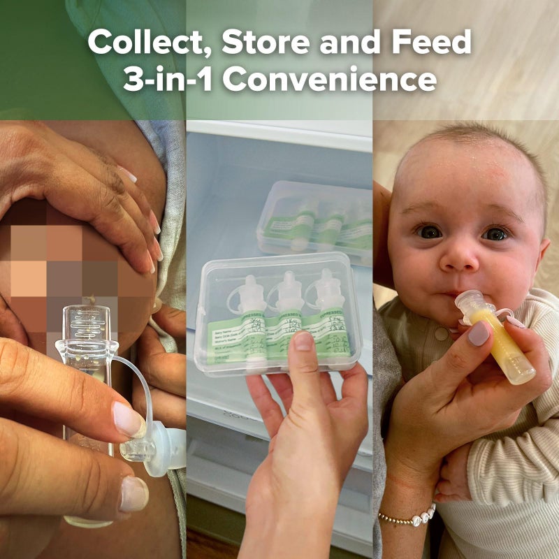 haakaa Colostrum Collector Kit Breast Milk Collector with Cotton Cloth Wipe and Storage Case, Ready-to-Use, Reusable, 4ml/6pcs - Image 3