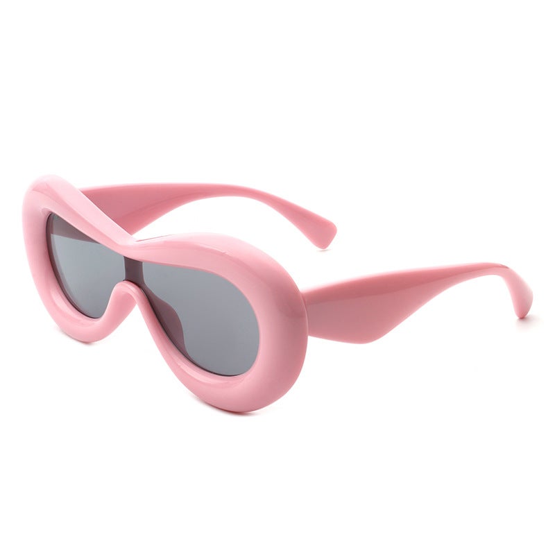 Generic Cute Jet Oversized Fashion Sunglasses Women Powder frame light gray slice C7 