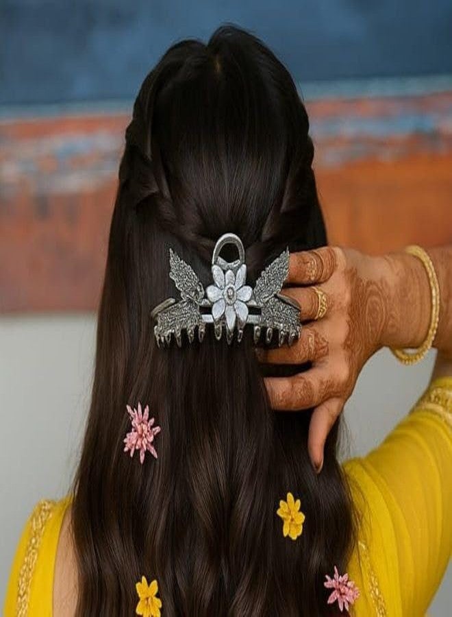 SELOME Fashion Butterfly Flower Hair Claw Clip | Large Tulip & Wheat Design Metal Hair Clutch | Strong Hold Stylish Hair Claw for Women & Girls | Gold & Black Metal (Pack of 1) - Image 5
