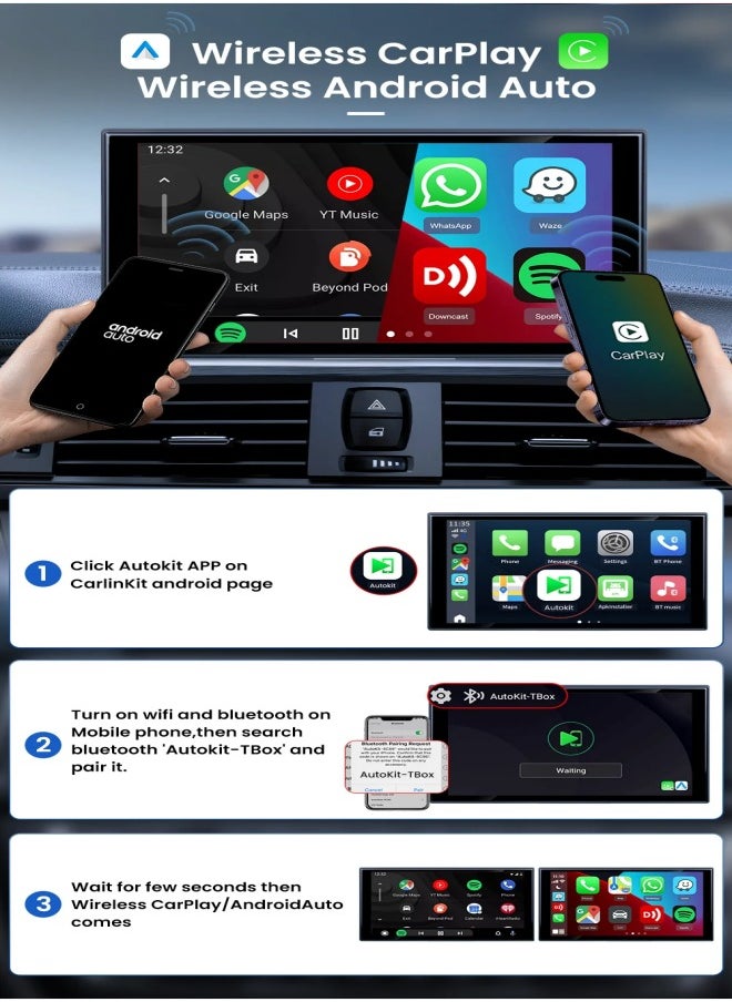 كار لينكيت - كارلين نت كاربلاي جديدة 8 GB، محول لاندرويد اوتو لاسلكي، دونجل محمول لراديو سيارة OEM مع تشغيل سيارة سلكية. - Image 1