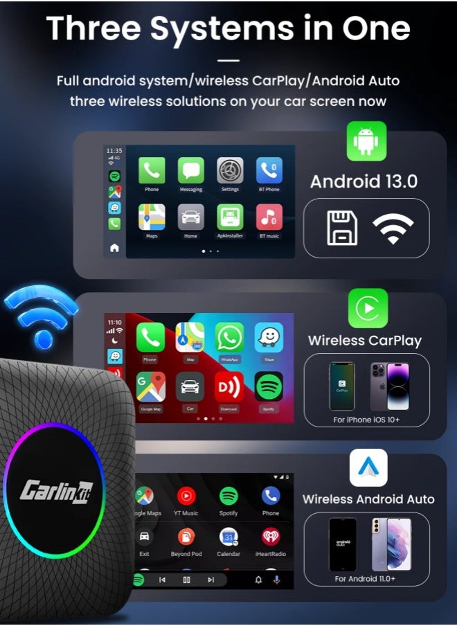 كار لينكيت - كارلين نت كاربلاي جديدة 8 GB، محول لاندرويد اوتو لاسلكي، دونجل محمول لراديو سيارة OEM مع تشغيل سيارة سلكية. - Image 1
