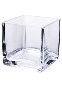 Mahganya Mahganya Glass Glass Tall Square Vase 4 Inch Clear 