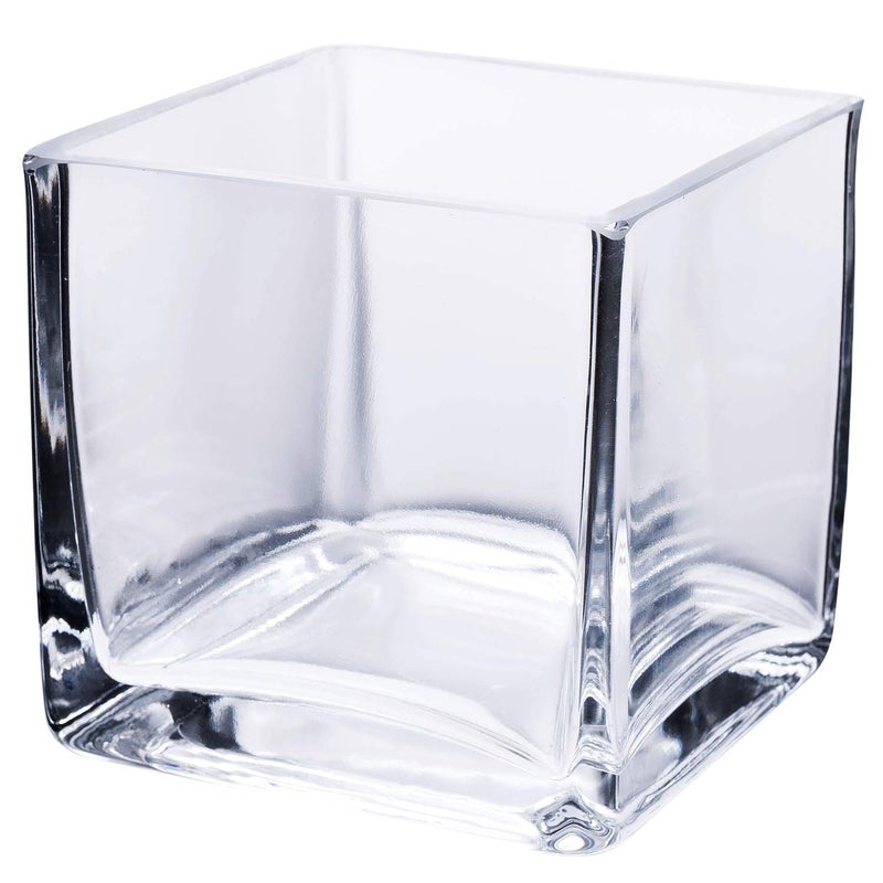 Mahganya Mahganya Glass Glass Tall Square Vase 4 Inch Clear 