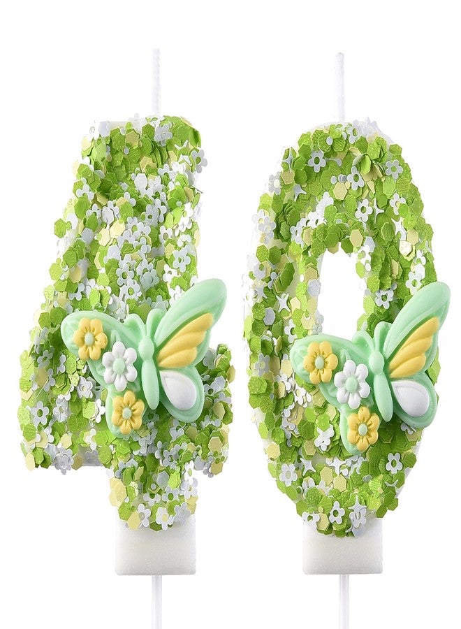 AOOLADA 40 Birthday Candle, 40th Cake Candles, Number 40 Birthday Candles for Cake Topper Decoration, Green - Image 1