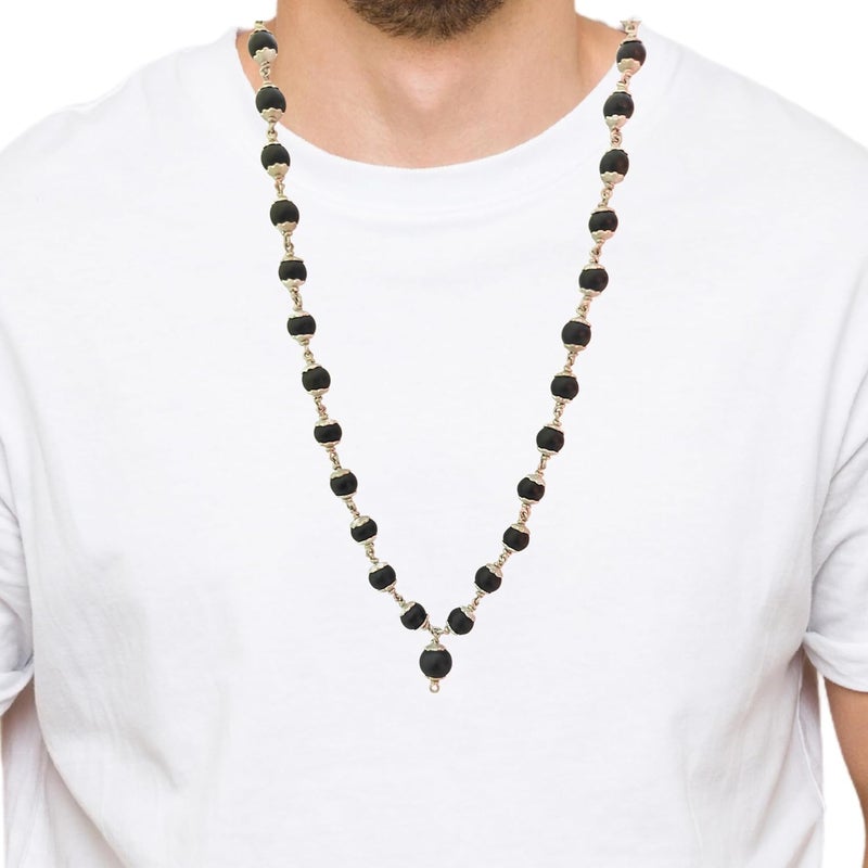 anciently Karungali Malai Silver Plated Original 8mm | Karungali Malai Silver Plated 8mm 54 Beads, Ebony Wood, 1 Piece - Image 2