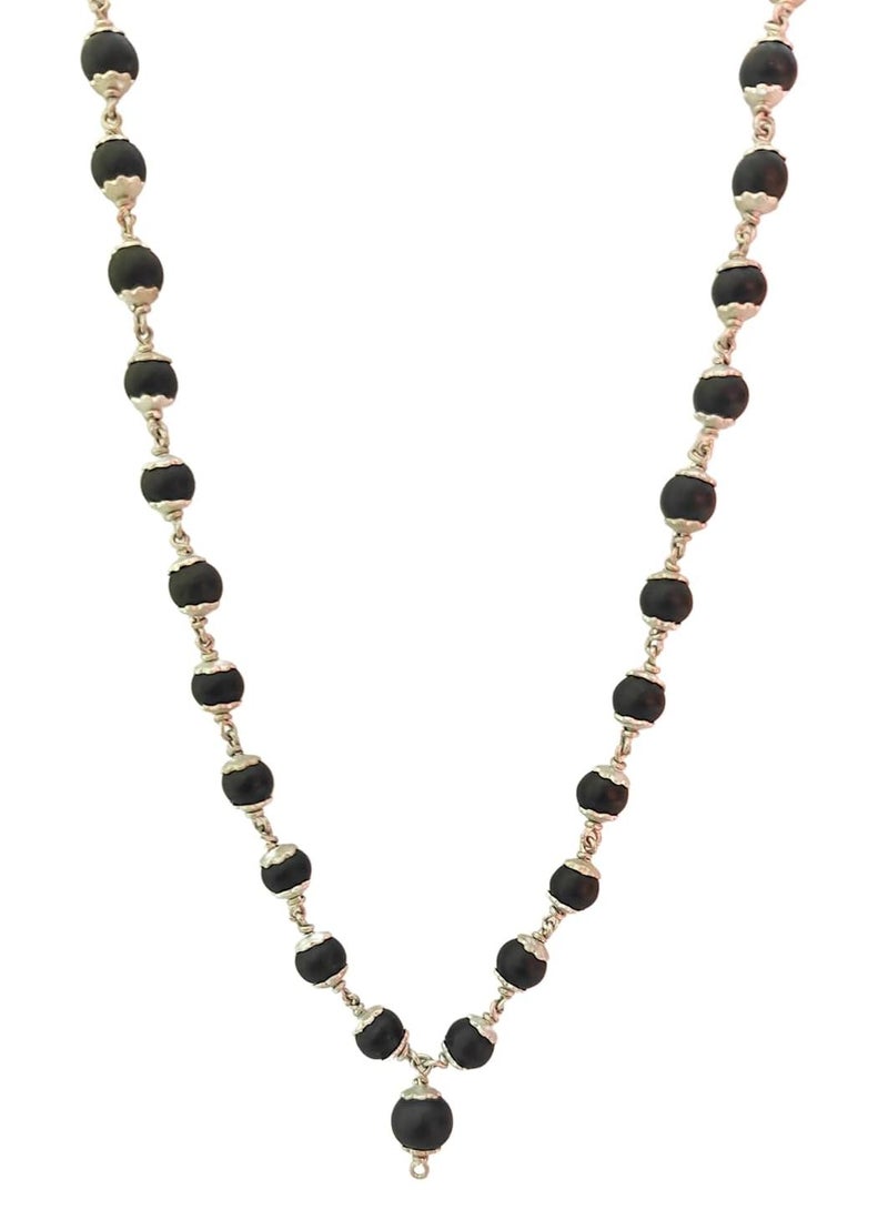 anciently Karungali Malai Silver Plated Original 8mm | Karungali Malai Silver Plated 8mm 54 Beads, Ebony Wood, 1 Piece - Image 1