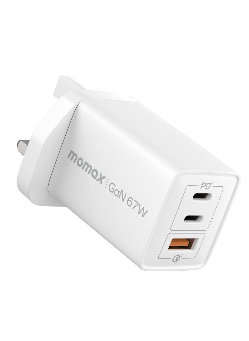 MOMAX GaN Charger, 3 Port 67W USB C, Compact PD 3.0 Charger, High Power Wall Charger for Laptops, MacBook, iPad Pro,Mini, iPhone 15,Pro,Pro Max, White - pzsku/ZF9D3413597FFB71CD11FZ/45/_/1714822816/671423be-2259-4b79-b375-f6647f9a792f