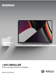 Momax MOMAX GaN Charger, 3 Port 67W USB C, Compact PD 3.0 Charger, High Power Wall Charger for Laptops, MacBook, iPad Pro,Mini, iPhone 15,Pro,Pro Max, White  - Image 3