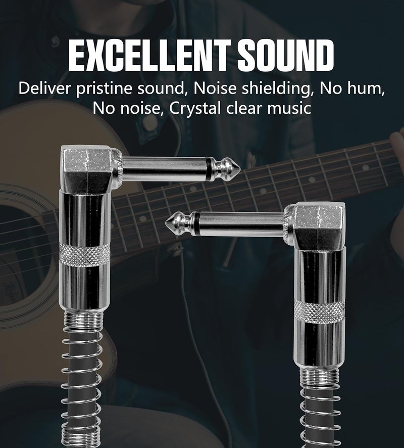 Softline Pro SP PRT 09 Guitar Patch Cable Right Angle 25 cm 1/4 Instrument Cable For Effect Pedals (9 Inch) (Silver Plated Pack of 6) - Image 3