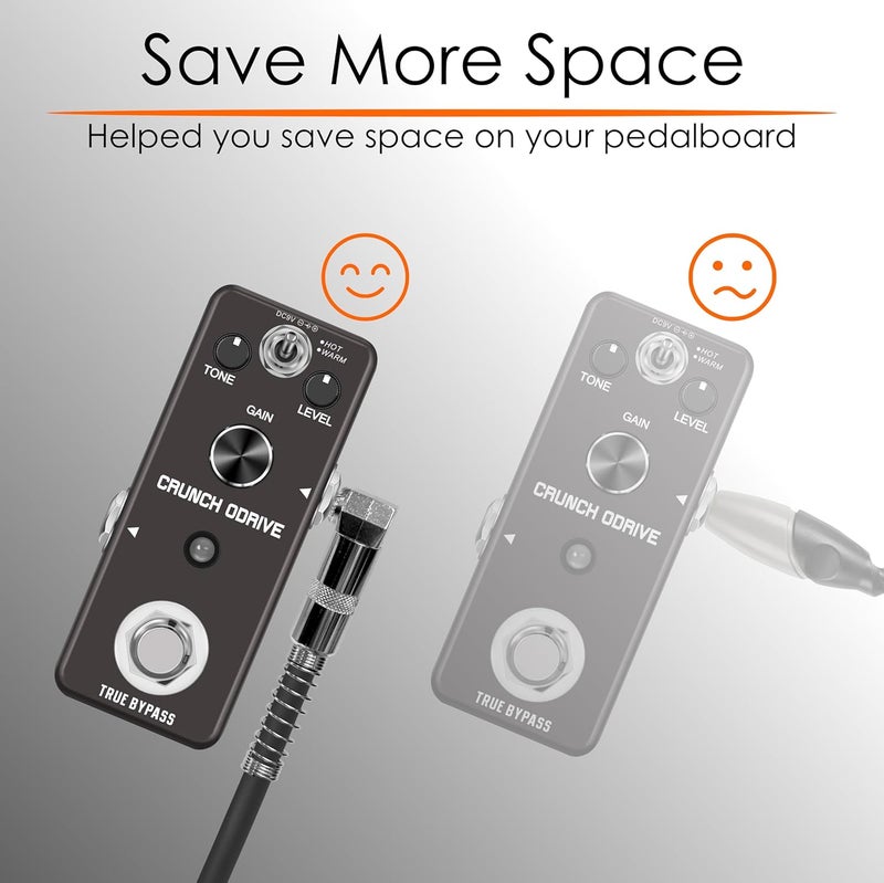 Softline Pro SP PRT 09 Guitar Patch Cable Right Angle 25 cm 1/4 Instrument Cable For Effect Pedals (9 Inch) (Silver Plated Pack of 6) - Image 2