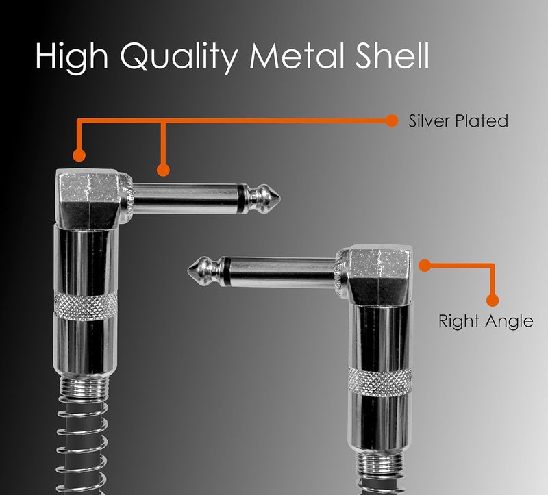Softline Pro SP PRT 09 Guitar Patch Cable Right Angle 25 cm 1/4 Instrument Cable For Effect Pedals (9 Inch) (Silver Plated Pack of 6) - Image 5