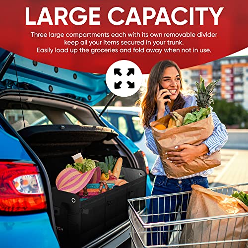 FORTEM SUV Trunk Organizer with Cooler, Car Organizer, Collapsible Multi-Compartment Storage Bag for Car Accessories for Women Men, 1680D Oxford, Non Slip Bottom, Adjustable Straps Soft Cover (110L) - Image 4