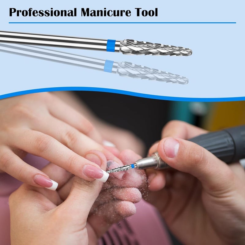 KASTWAVE 2Pcs 3/32" Medium Grit Carbide Cuticle Drill Bits, for Electric Nail Drill, Small Cone Shape Nail Bit, Dead Skin Cleaner for Manicure and Pedicure, Nail Salon Tools for Home Use - Image 2