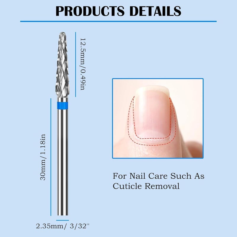 KASTWAVE 2Pcs 3/32" Medium Grit Carbide Cuticle Drill Bits, for Electric Nail Drill, Small Cone Shape Nail Bit, Dead Skin Cleaner for Manicure and Pedicure, Nail Salon Tools for Home Use - Image 4