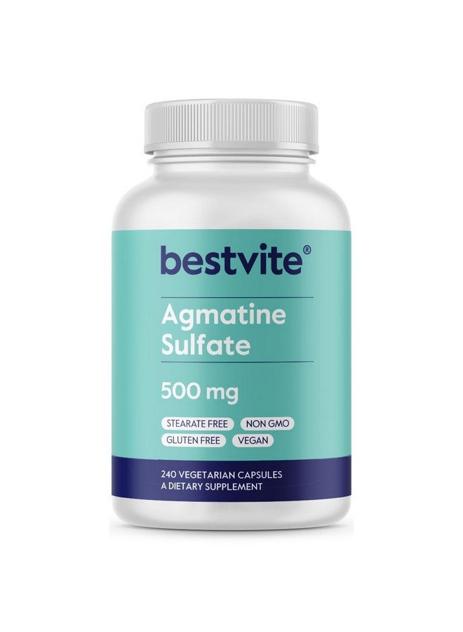 BESTVITE BESTVITE Agmatine Sulfate 500mg (240 Vegetarian Capsules) - No Stearates - Vegan - Non GMO - Gluten Free - Image 1